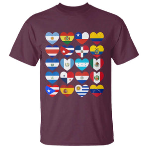 Hispanic Heritage Month Latin American Countries Heart T Shirt TS11 Maroon Print Your Wear