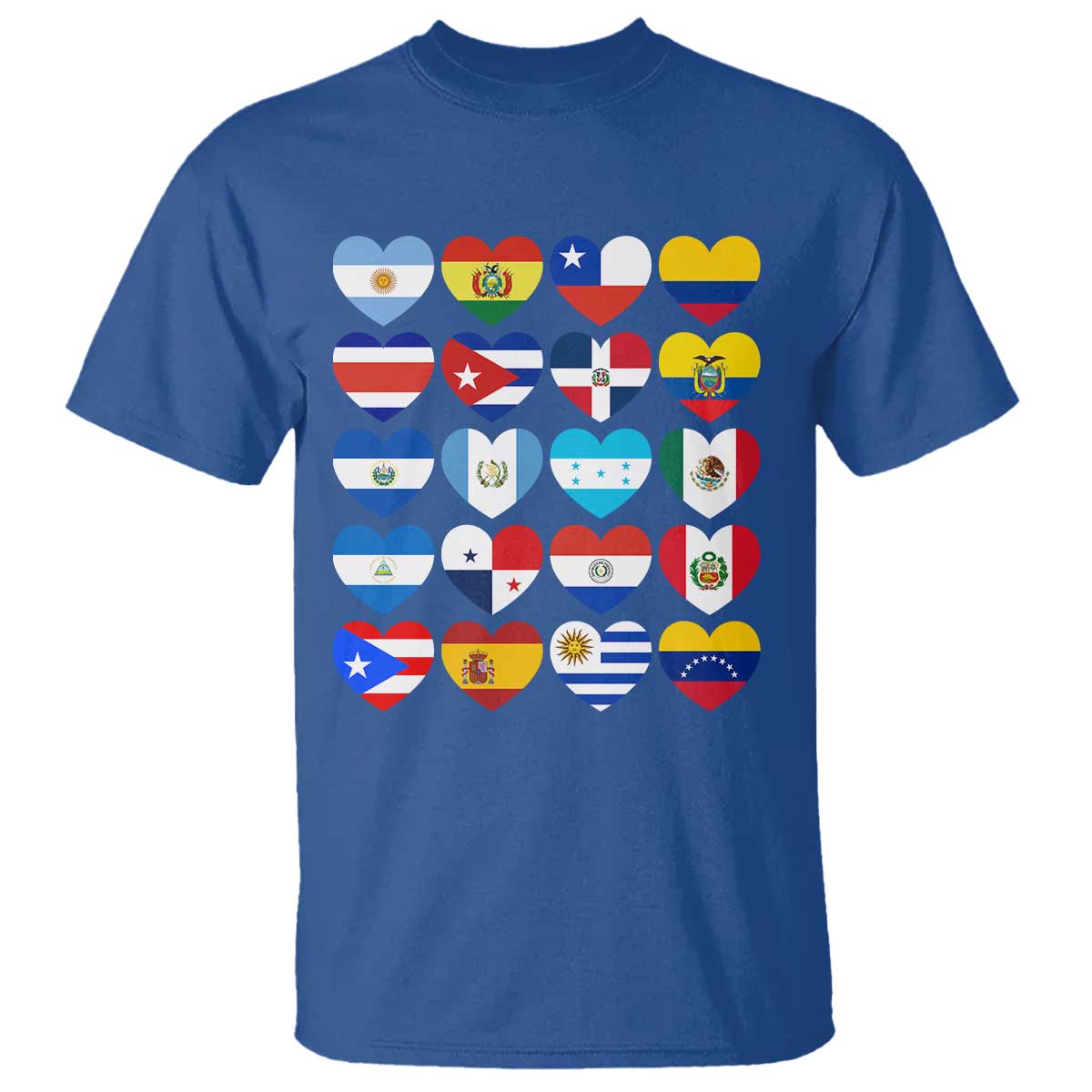 Hispanic Heritage Month Latin American Countries Heart T Shirt TS11 Royal Blue Print Your Wear