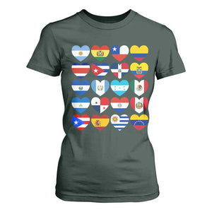 Hispanic Heritage Month Latin American Countries Heart T Shirt For Women TS11 Dark Forest Green Print Your Wear
