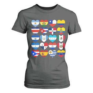 Hispanic Heritage Month Latin American Countries Heart T Shirt For Women TS11 Dark Heather Print Your Wear