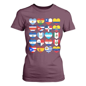 Hispanic Heritage Month Latin American Countries Heart T Shirt For Women TS11 Maroon Print Your Wear
