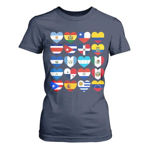 Hispanic Heritage Month Latin American Countries Heart T Shirt For Women TS11 Navy Print Your Wear