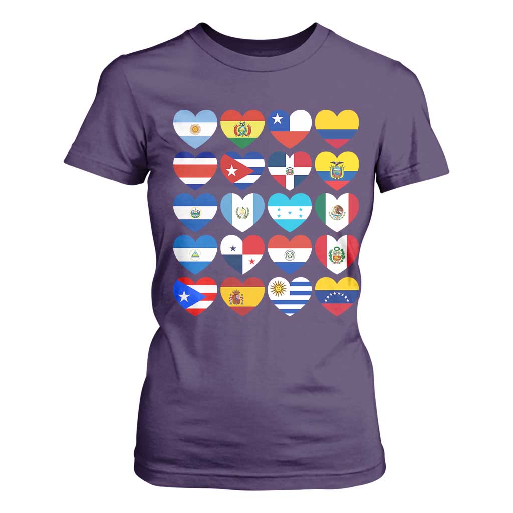 Hispanic Heritage Month Latin American Countries Heart T Shirt For Women TS11 Purple Print Your Wear