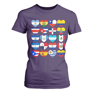 Hispanic Heritage Month Latin American Countries Heart T Shirt For Women TS11 Purple Print Your Wear