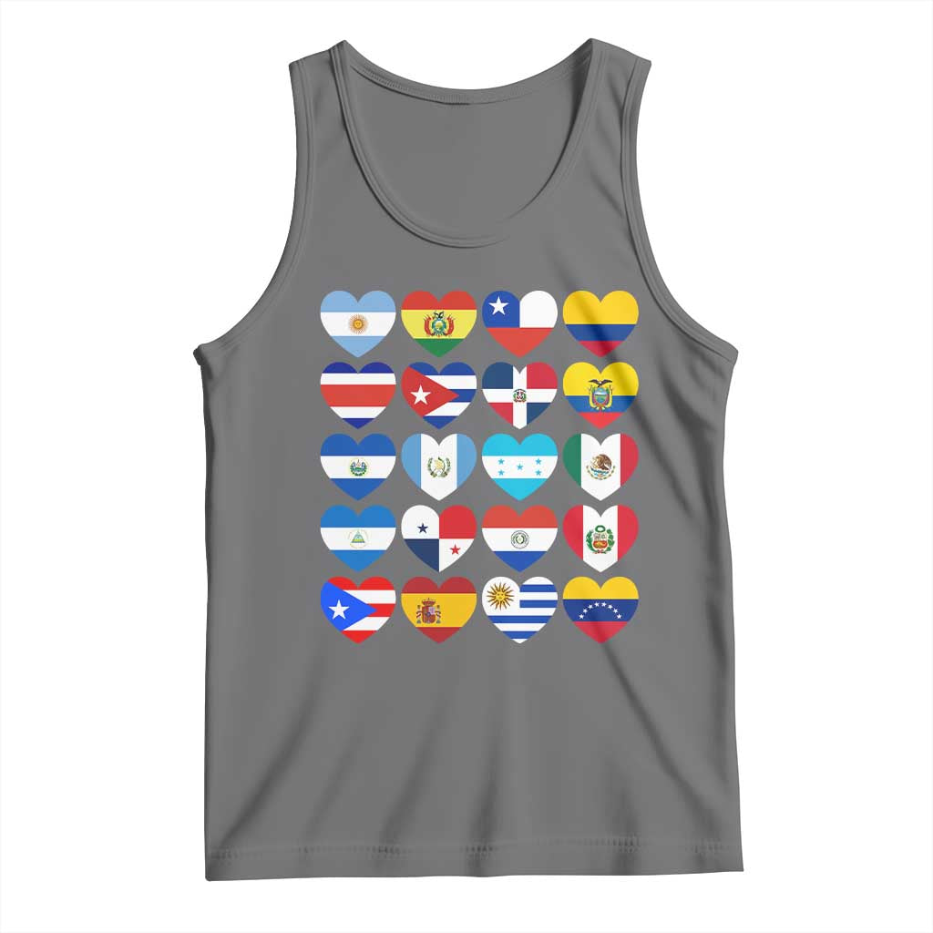 Hispanic Heritage Month Latin American Countries Heart Tank Top TS11 Black Heather Print Your Wear