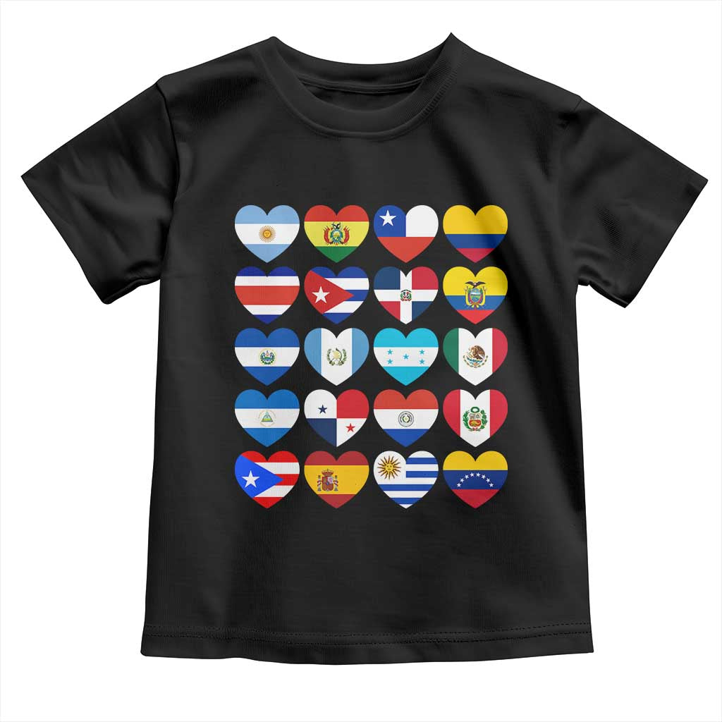 Hispanic Heritage Month Latin American Countries Heart Toddler T Shirt TS11 Black Print Your Wear