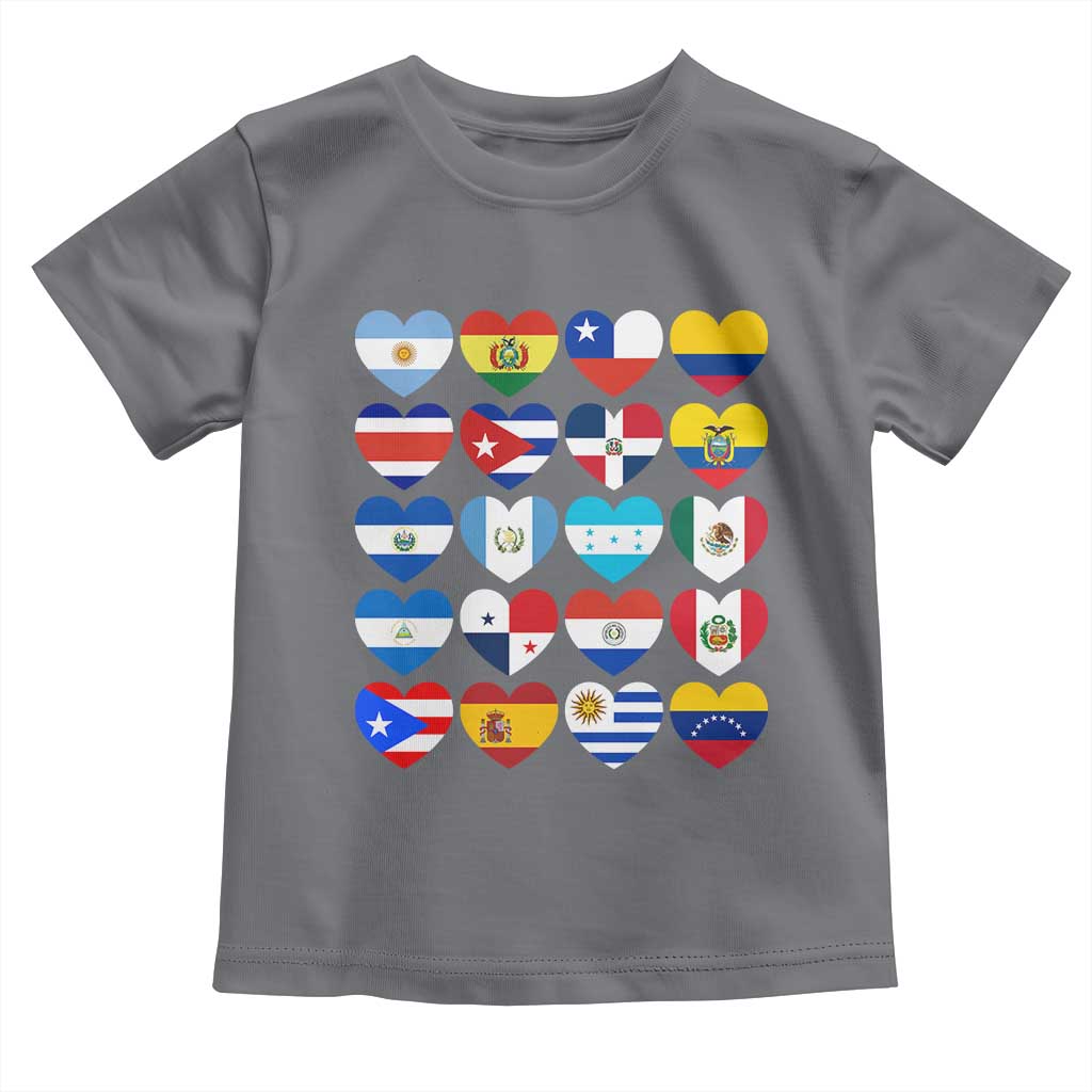 Hispanic Heritage Month Latin American Countries Heart Toddler T Shirt TS11 Charcoal Print Your Wear
