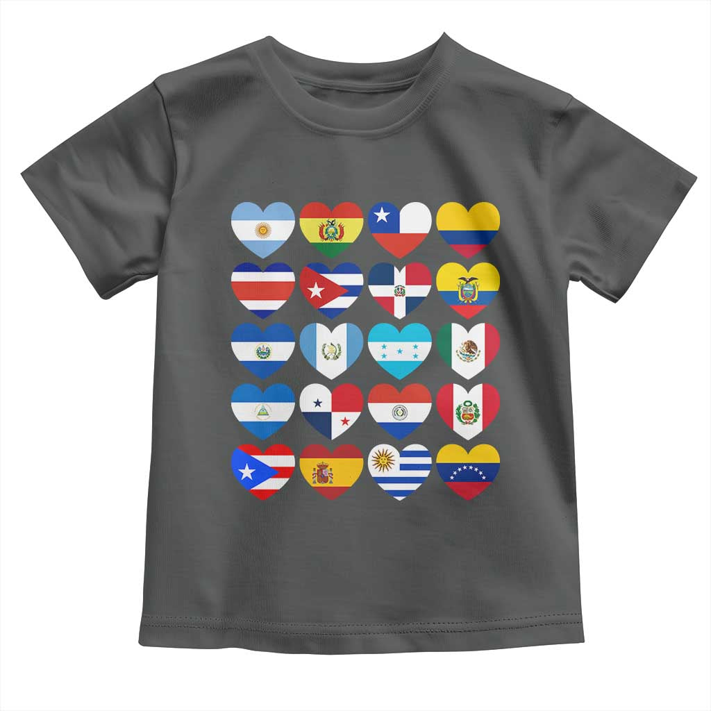 Hispanic Heritage Month Latin American Countries Heart Toddler T Shirt TS11 Dark Heather Print Your Wear