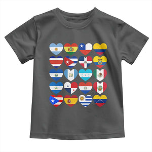 Hispanic Heritage Month Latin American Countries Heart Toddler T Shirt TS11 Dark Heather Print Your Wear