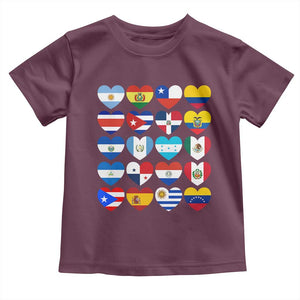Hispanic Heritage Month Latin American Countries Heart Toddler T Shirt TS11 Maroon Print Your Wear