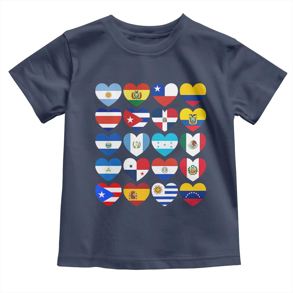 Hispanic Heritage Month Latin American Countries Heart Toddler T Shirt TS11 Navy Print Your Wear