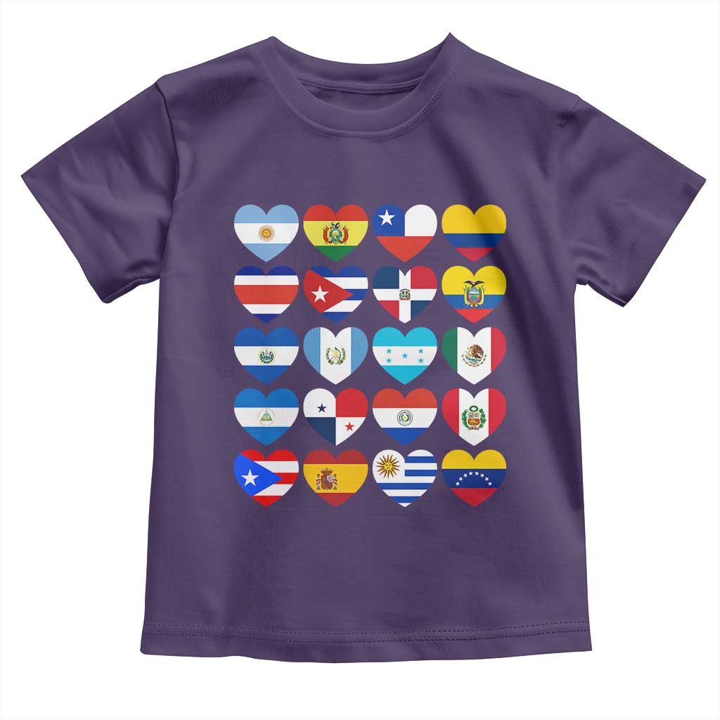 Hispanic Heritage Month Latin American Countries Heart Toddler T Shirt TS11 Purple Print Your Wear