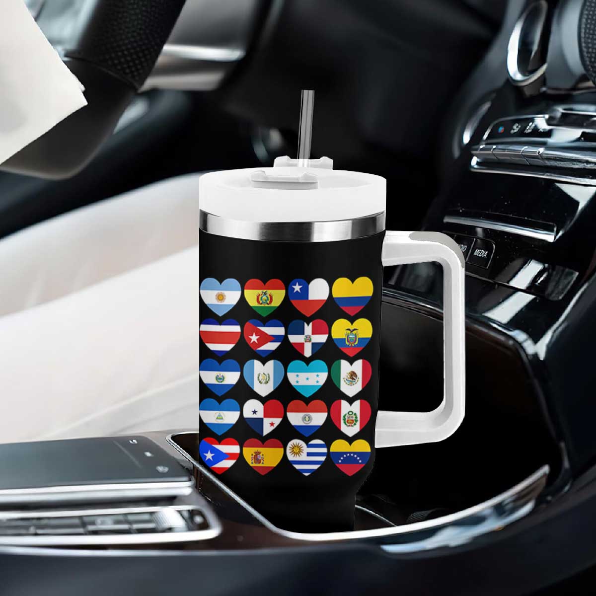 Hispanic Heritage Month Latin American Countries Heart Tumbler With Handle TS11 Print Your Wear