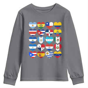 Hispanic Heritage Month Latin American Countries Heart Youth Sweatshirt TS11 Charcoal Print Your Wear
