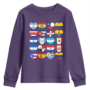 Hispanic Heritage Month Latin American Countries Heart Youth Sweatshirt TS11 Purple Print Your Wear