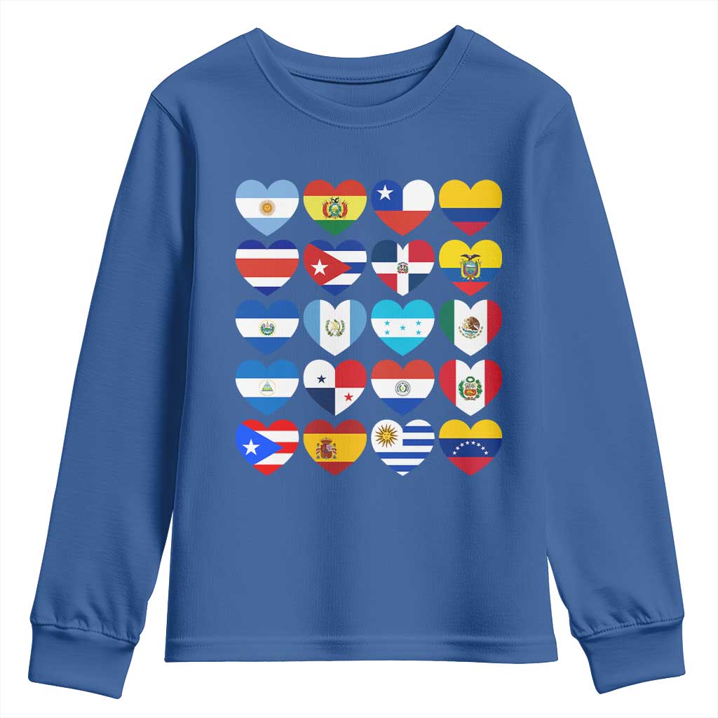 Hispanic Heritage Month Latin American Countries Heart Youth Sweatshirt TS11 Royal Blue Print Your Wear