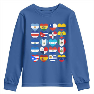 Hispanic Heritage Month Latin American Countries Heart Youth Sweatshirt TS11 Royal Blue Print Your Wear