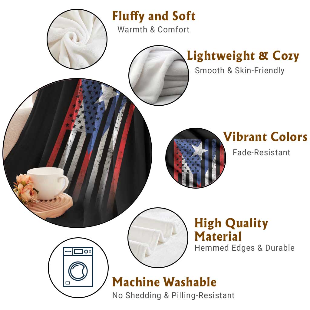 Puerto Rican American Throw Blanket Half Rican American Puerto Rico Pride TS11 Print Your Wear
