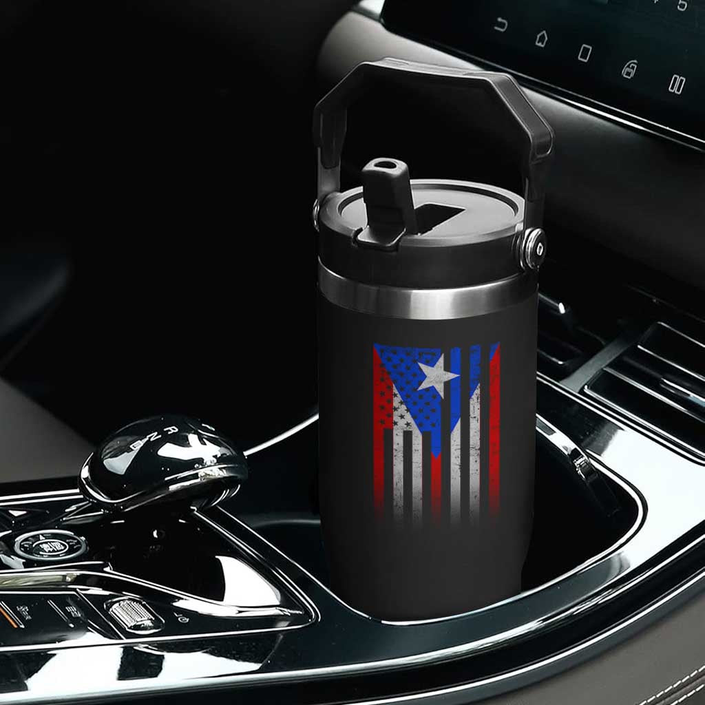 Puerto Rican American Flip Straw Tumbler Half Rican American Puerto Rico Pride TS11 Print Your Wear