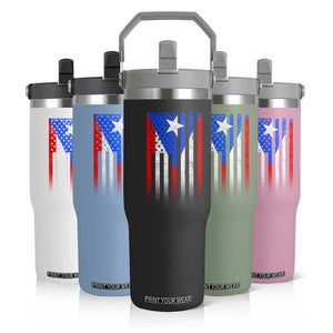 Puerto Rican American Flip Straw Tumbler Half Rican American Puerto Rico Pride TS11 Print Your Wear