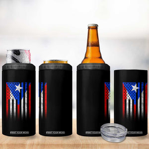 Puerto Rican American 4 in 1 Can Cooler Tumbler Half Rican American Puerto Rico Pride TS11 Print Your Wear