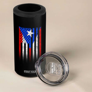 Puerto Rican American 4 in 1 Can Cooler Tumbler Half Rican American Puerto Rico Pride TS11 Print Your Wear