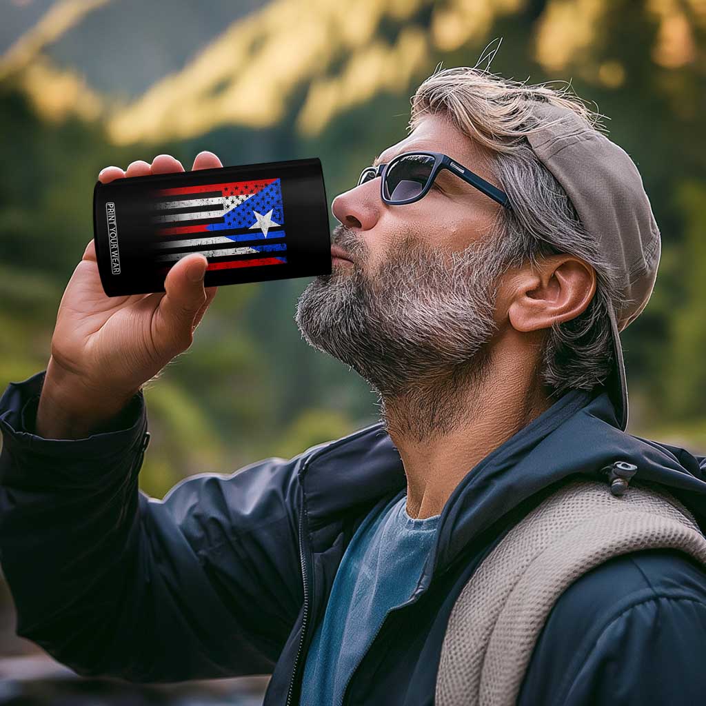 Puerto Rican American 4 in 1 Can Cooler Tumbler Half Rican American Puerto Rico Pride TS11 Print Your Wear