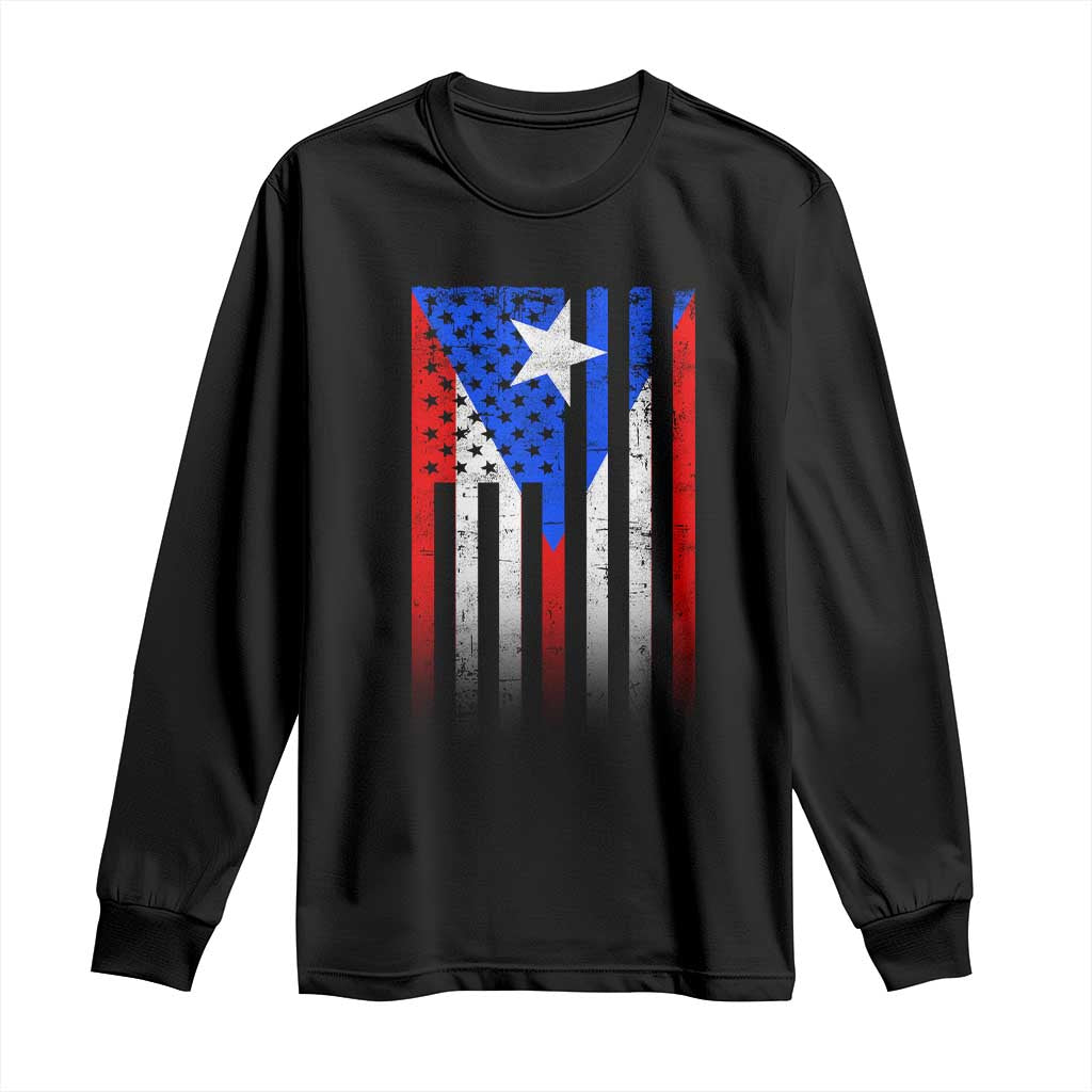 Puerto Rican American Long Sleeve Shirt Half Rican American Puerto Rico Pride TS11 Black Print Your Wear