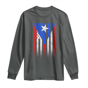 Puerto Rican American Long Sleeve Shirt Half Rican American Puerto Rico Pride TS11 Dark Heather Print Your Wear