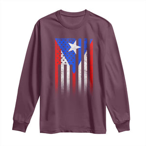 Puerto Rican American Long Sleeve Shirt Half Rican American Puerto Rico Pride TS11 Maroon Print Your Wear