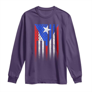 Puerto Rican American Long Sleeve Shirt Half Rican American Puerto Rico Pride TS11 Purple Print Your Wear
