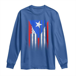Puerto Rican American Long Sleeve Shirt Half Rican American Puerto Rico Pride TS11 Royal Blue Print Your Wear