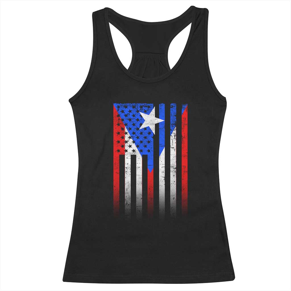 Puerto Rican American Racerback Tank Top Half Rican American Puerto Rico Pride TS11 Black Print Your Wear