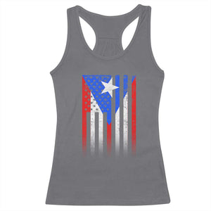 Puerto Rican American Racerback Tank Top Half Rican American Puerto Rico Pride TS11 Charcoal Print Your Wear