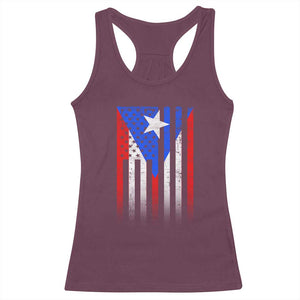 Puerto Rican American Racerback Tank Top Half Rican American Puerto Rico Pride TS11 Maroon Print Your Wear
