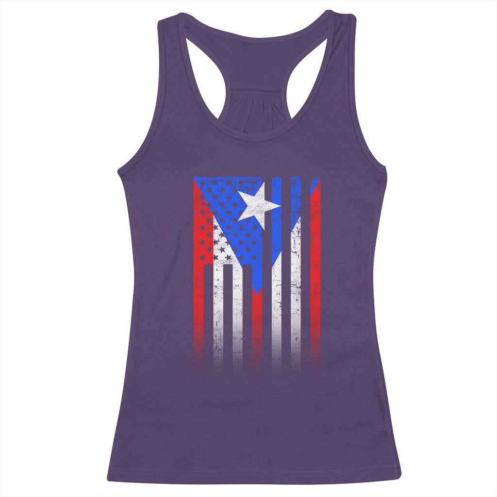 Puerto Rican American Racerback Tank Top Half Rican American Puerto Rico Pride TS11 Purple Print Your Wear
