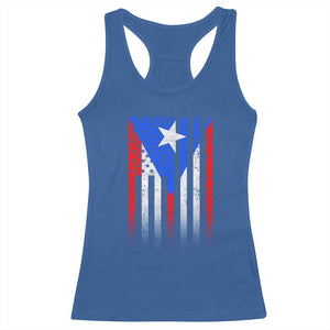 Puerto Rican American Racerback Tank Top Half Rican American Puerto Rico Pride TS11 Royal Blue Print Your Wear