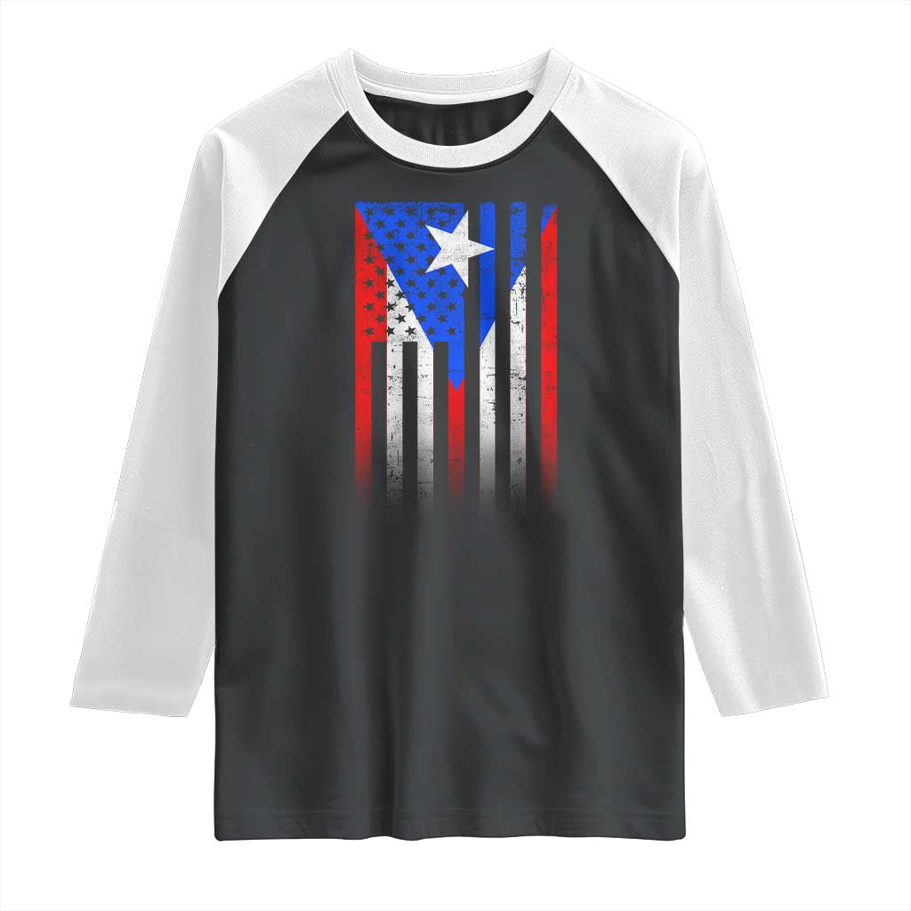 Puerto Rican American Raglan Shirt Half Rican American Puerto Rico Pride TS11 Black White Print Your Wear