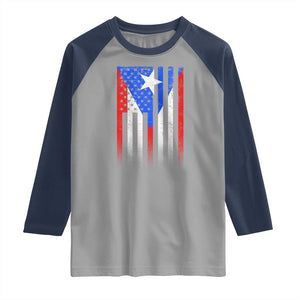 Puerto Rican American Raglan Shirt Half Rican American Puerto Rico Pride TS11 Sport Gray Navy Print Your Wear
