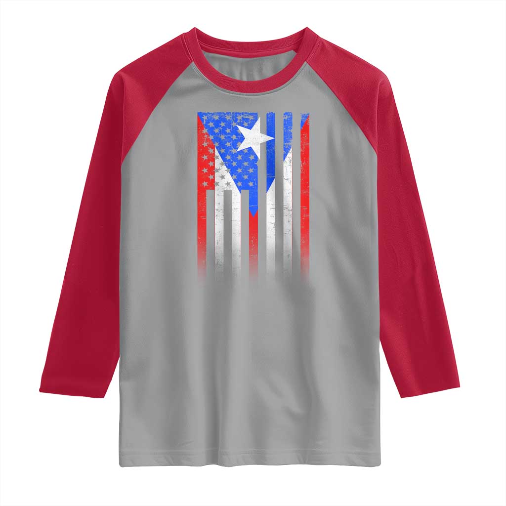 Puerto Rican American Raglan Shirt Half Rican American Puerto Rico Pride TS11 Sport Gray Red Print Your Wear