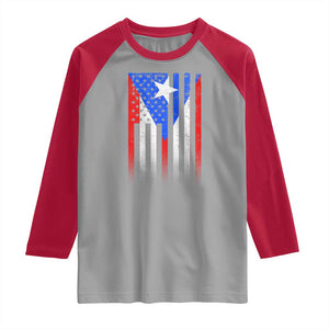 Puerto Rican American Raglan Shirt Half Rican American Puerto Rico Pride TS11 Sport Gray Red Print Your Wear