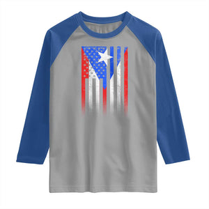 Puerto Rican American Raglan Shirt Half Rican American Puerto Rico Pride TS11 Sport Gray Royal Print Your Wear