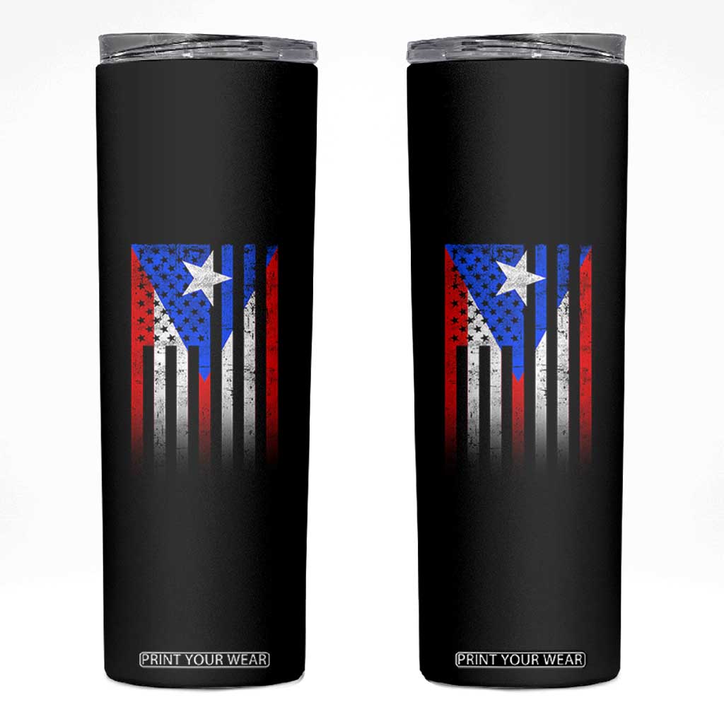Puerto Rican American Skinny Tumbler Half Rican American Puerto Rico Pride TS11 Black Print Your Wear