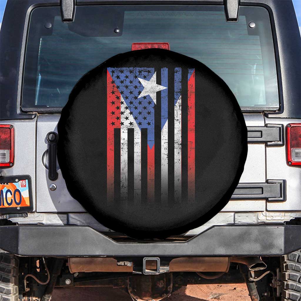 Puerto Rican American Spare Tire Cover Half Rican American Puerto Rico Pride TS11 No hole Black Print Your Wear