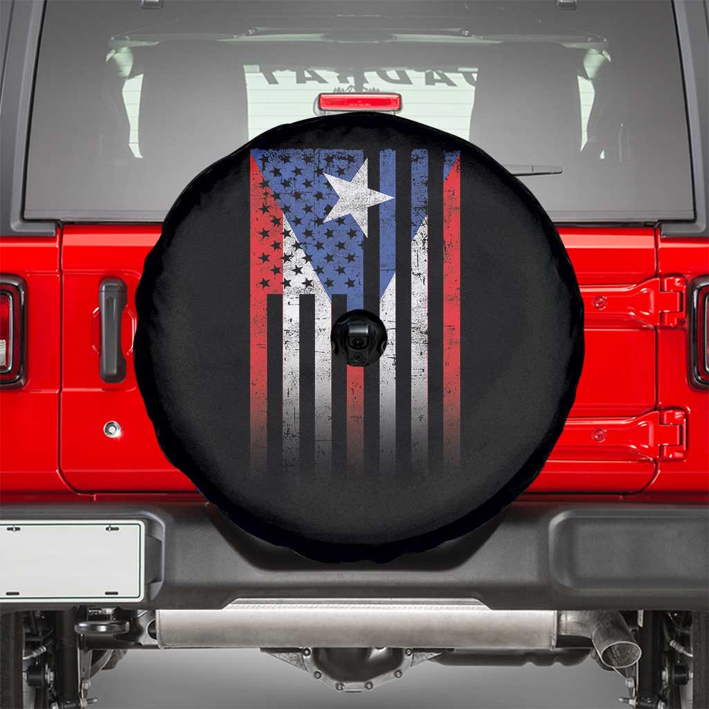 Puerto Rican American Spare Tire Cover Half Rican American Puerto Rico Pride TS11 Black Print Your Wear