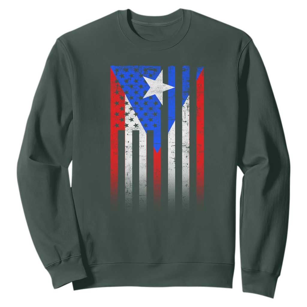 Puerto Rican American Sweatshirt Half Rican American Puerto Rico Pride TS11 Dark Forest Green Print Your Wear