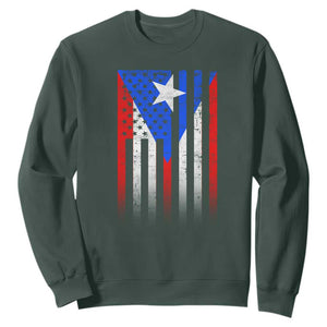 Puerto Rican American Sweatshirt Half Rican American Puerto Rico Pride TS11 Dark Forest Green Print Your Wear