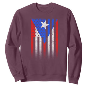 Puerto Rican American Sweatshirt Half Rican American Puerto Rico Pride TS11 Maroon Print Your Wear