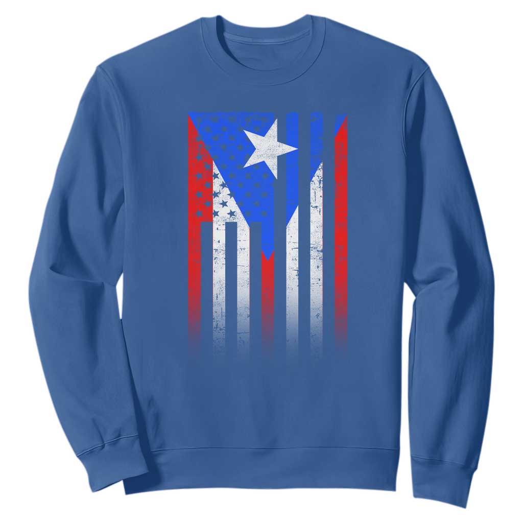 Puerto Rican American Sweatshirt Half Rican American Puerto Rico Pride TS11 Royal Blue Print Your Wear