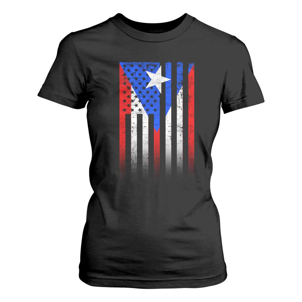 Puerto Rican American T Shirt For Women Half Rican American Puerto Rico Pride TS11 Black Print Your Wear